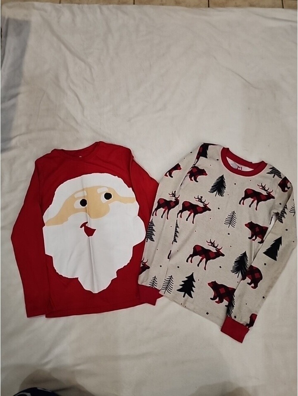 Lot of two Christmas pj tops sz 8/10 H&M Place